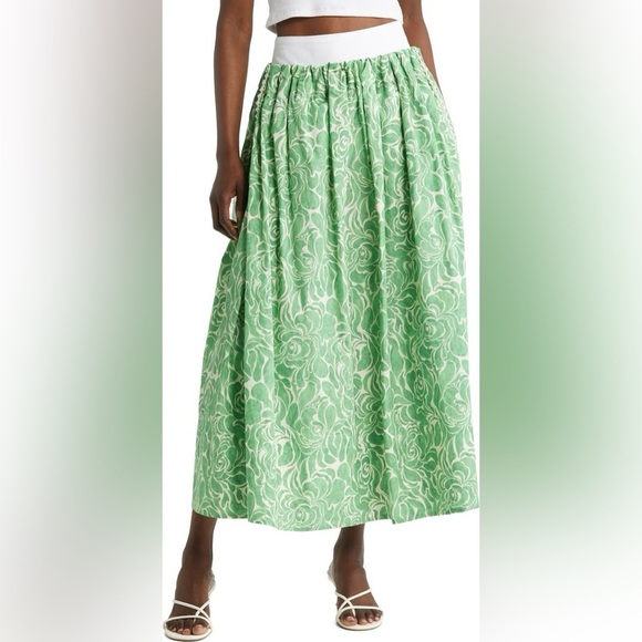NACKIYÈ Almost Kelly Floral Print Cotton Maxi Skirt